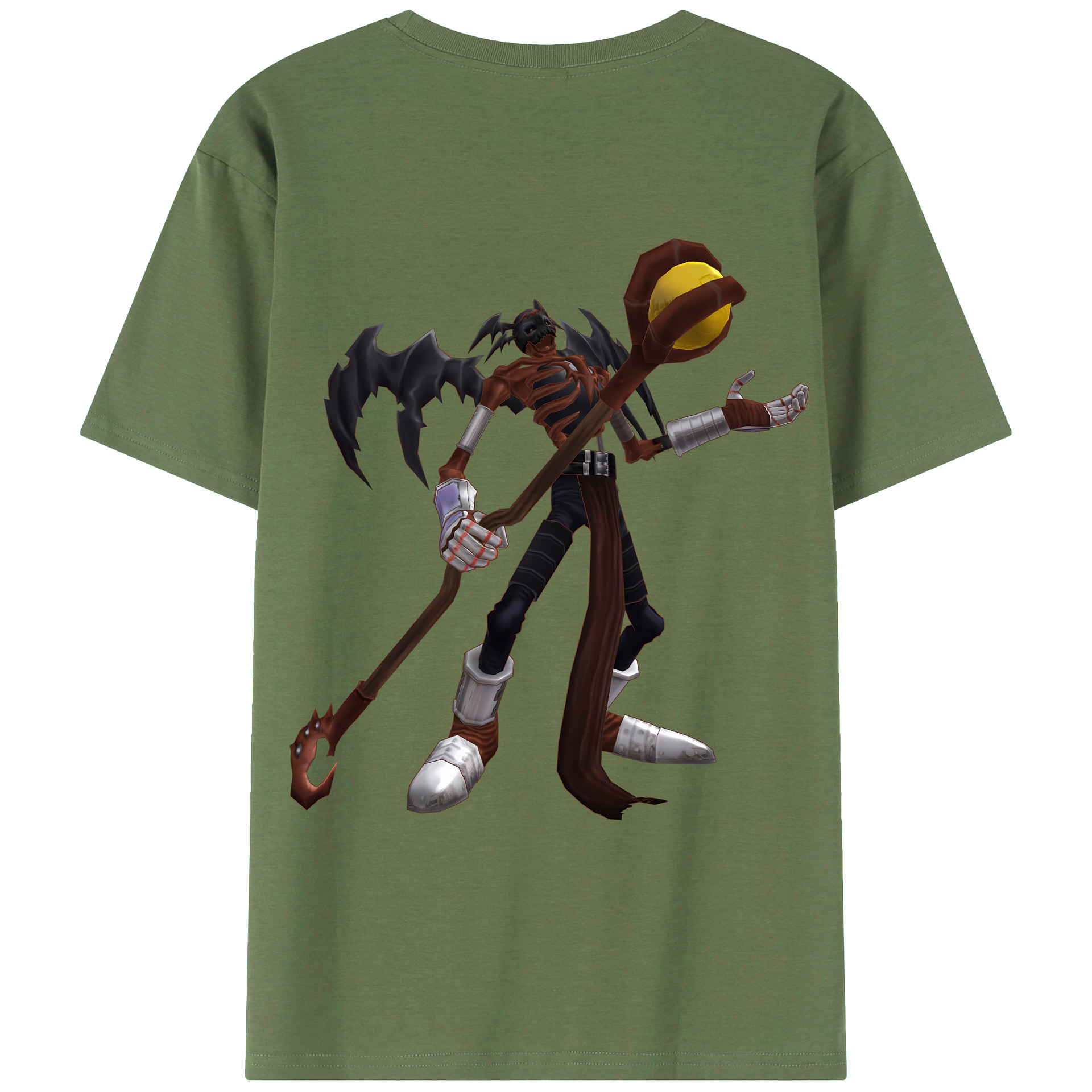 （画像用） Digimon デジタルモンスター/デジモン 綿100％ メンズ半袖Tシャツ（バックプリント） 通気性